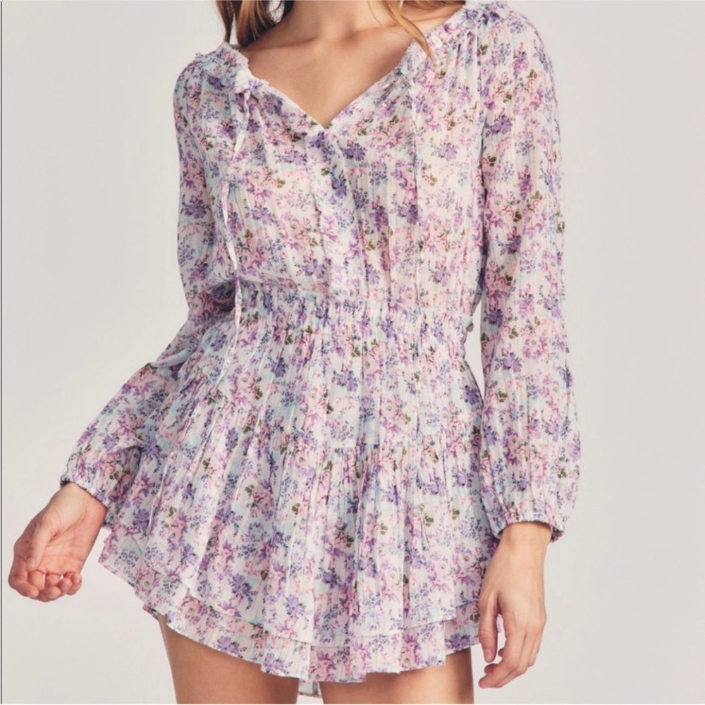 LoveShackFancy Banou Mini Dress in Positano Blue